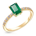 Кольцо из желтого золота с бриллиантами, изумрудом