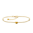 Браслет на ногу декоративный из желтого золота с фианитом, плетение якорное