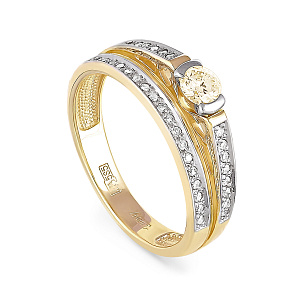 Кольцо из желтого золота с бриллиантами