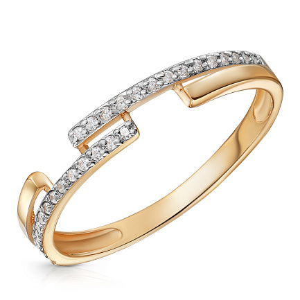 Кольцо из красного золота с фианитом