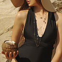 Колье из желтого золота с аметистом, плетение якорное