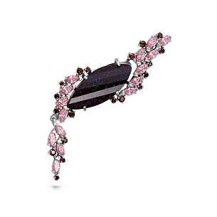 Колье из серебра с фианитами, авантюрином