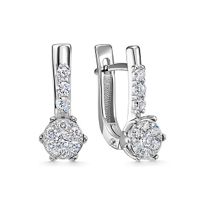 Серьги с английским замком из белого золота с бриллиантами