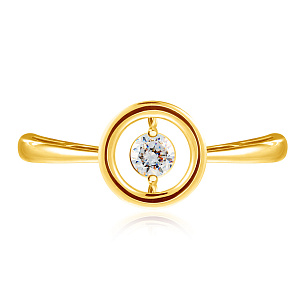 Кольцо из желтого золота с фианитом