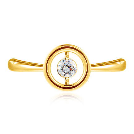 Кольцо из желтого золота с фианитом