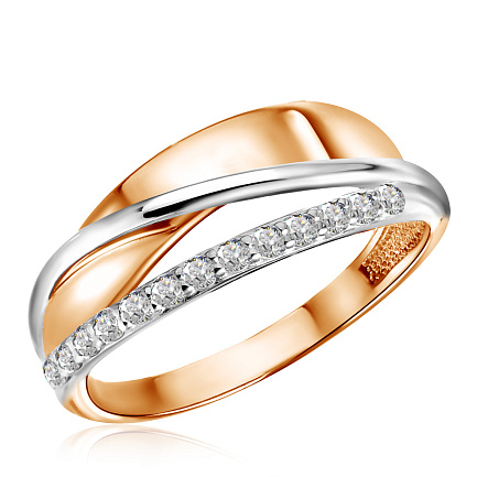 Кольцо из красного золота с фианитом