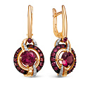 Серьги из красного золота с бриллиантами, родолитами