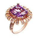 Кольцо из красного золота с бриллиантами, аметистом