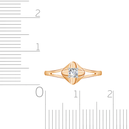 Кольцо из красного золота с фианитом