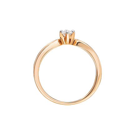 Кольцо помолвочное из красного золота с бриллиантом