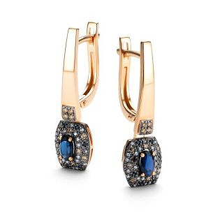 Серьги с английским замком из красного золота с бриллиантом