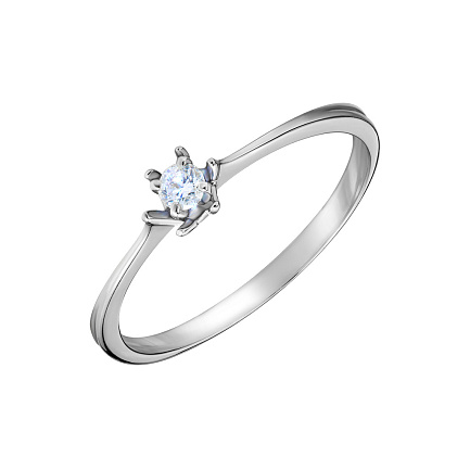 Кольцо помолвочное из белого золота с бриллиантом