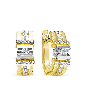 Серьги из желтого золота с бриллиантами