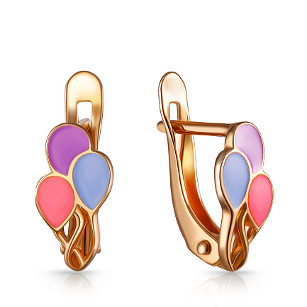 Серьги с английским замком из серебра с позолотой