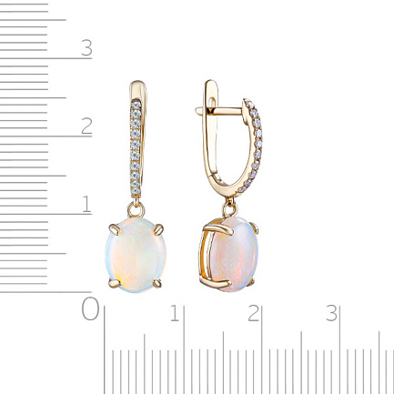 Серьги с английским замком из желтого золота с бриллиантами