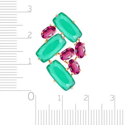 Кольцо из красного золота с агатом, корундом