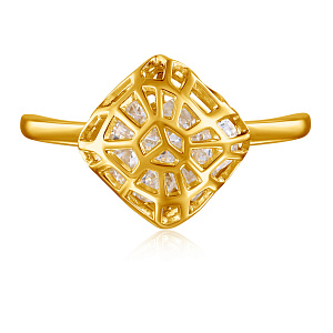 Кольцо из желтого золота с фианитом