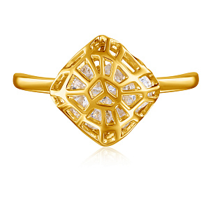 Кольцо из желтого золота с фианитом