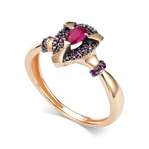 Кольцо из красного золота с рубином