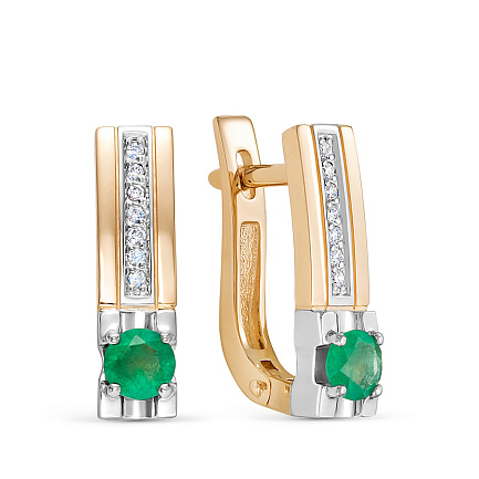 Серьги с английским замком из красного золота с бриллиантами