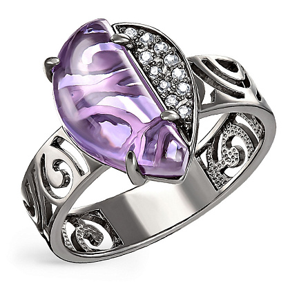 Кольцо из серебра с ситалом, фианитами