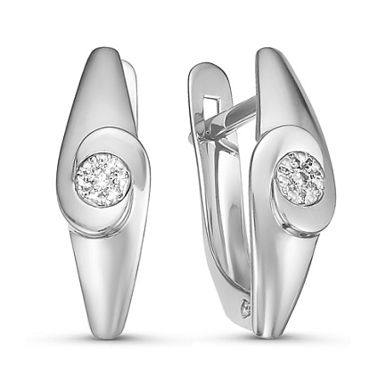 Серьги с английским замком из белого золота с бриллиантами