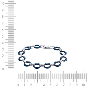 Браслет декоративный из серебра с фианитом, керамикой