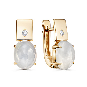 Серьги с английским замком из красного золота с бриллиантами