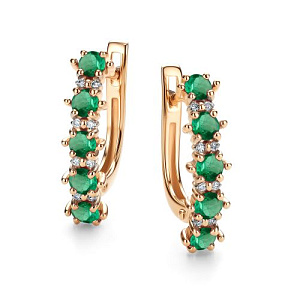 Серьги с английским замком из красного золота с бриллиантами