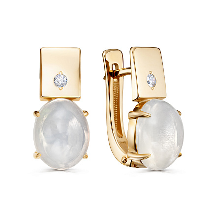 Серьги с английским замком из красного золота с бриллиантами