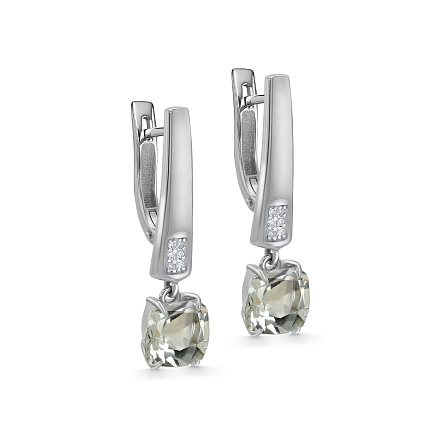 Серьги с английским замком из белого золота с бриллиантами