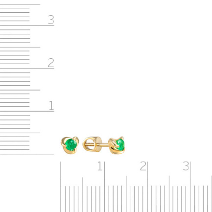 Пусеты из желтого золота с изумрудами