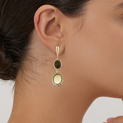 Серьги из желтого золота с кварцем