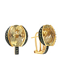 Серьги из желтого золота с кварцем