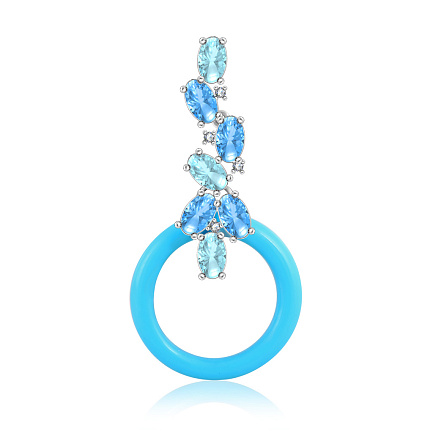 Подвеска из белого золота с бриллиантами, топазом