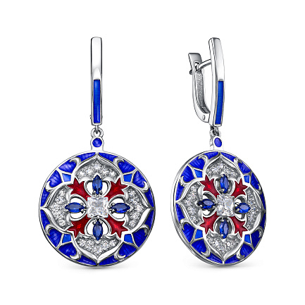 Серьги с английским замком из серебра с фианитами