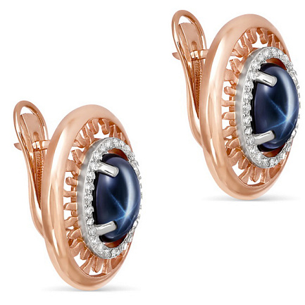 Серьги с английским замком из красного золота с бриллиантами