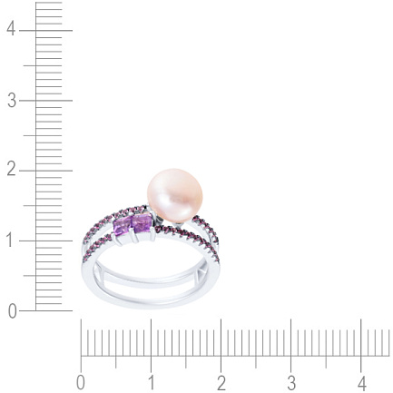 Кольцо из серебра с аметистом, жемчугом