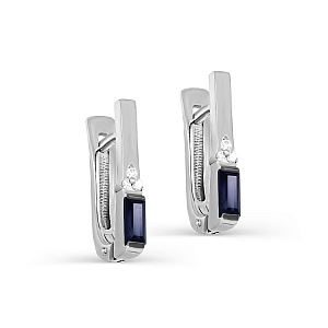 Серьги с английским замком из белого золота с бриллиантами