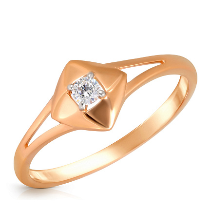 Кольцо из красного золота с фианитом