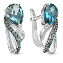 Серьги из белого золота с бриллиантами, топазами