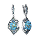 Серьги с английским замком из серебра с бирюзой