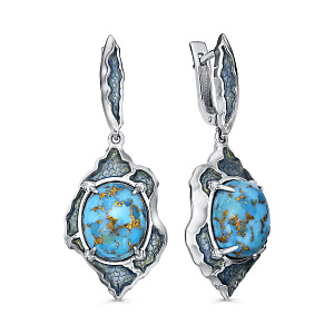 Серьги с английским замком из серебра с бирюзой