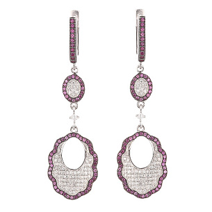 Серьги с английским замком из серебра с фианитом