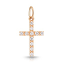 Крест декоративный из красного золота с фианитом