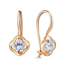 Серьги детские из красного золота с фианитом