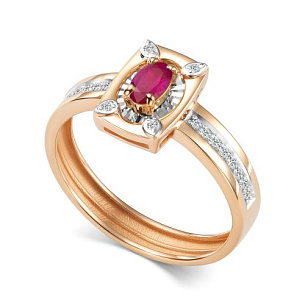 Кольцо из красного золота с бриллиантом