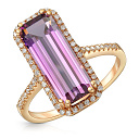 Кольцо из красного золота с аметистом, бриллиантами