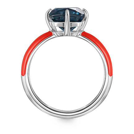 Кольцо из серебра с топазом, эмалью