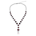 Колье из серебра с гранатом, фианитом